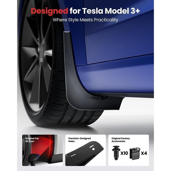 2025 Upgrade Mud Flaps Tesla Model 3 Highland Accessories No Drilling - Picture 13 of 13